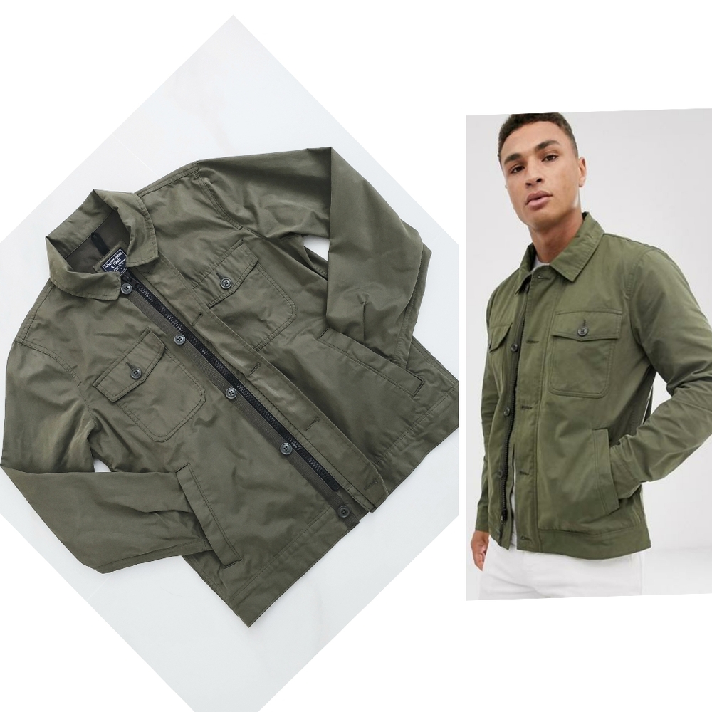 NEW Abercrombie & Fitch Dark Green Military Field Utility Jacket Sz S - Picture 3 of 13